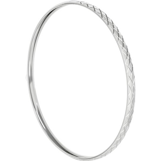 Kelly Rose Real 10K Gold Flexible Stacking Bangle - Criss Cross White Gold