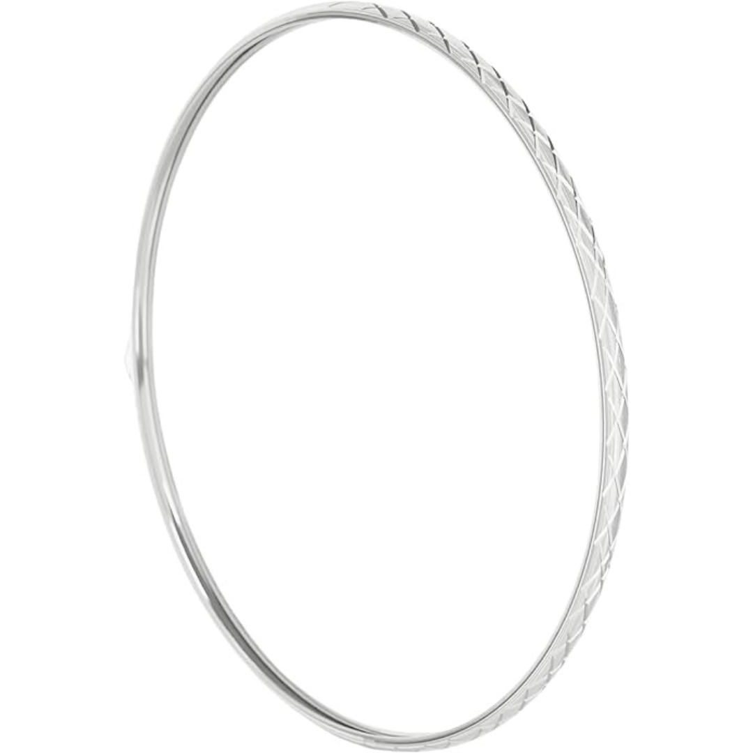 Kelly Rose Real 10K Gold Flexible Stacking Bangle - Criss Cross White Gold