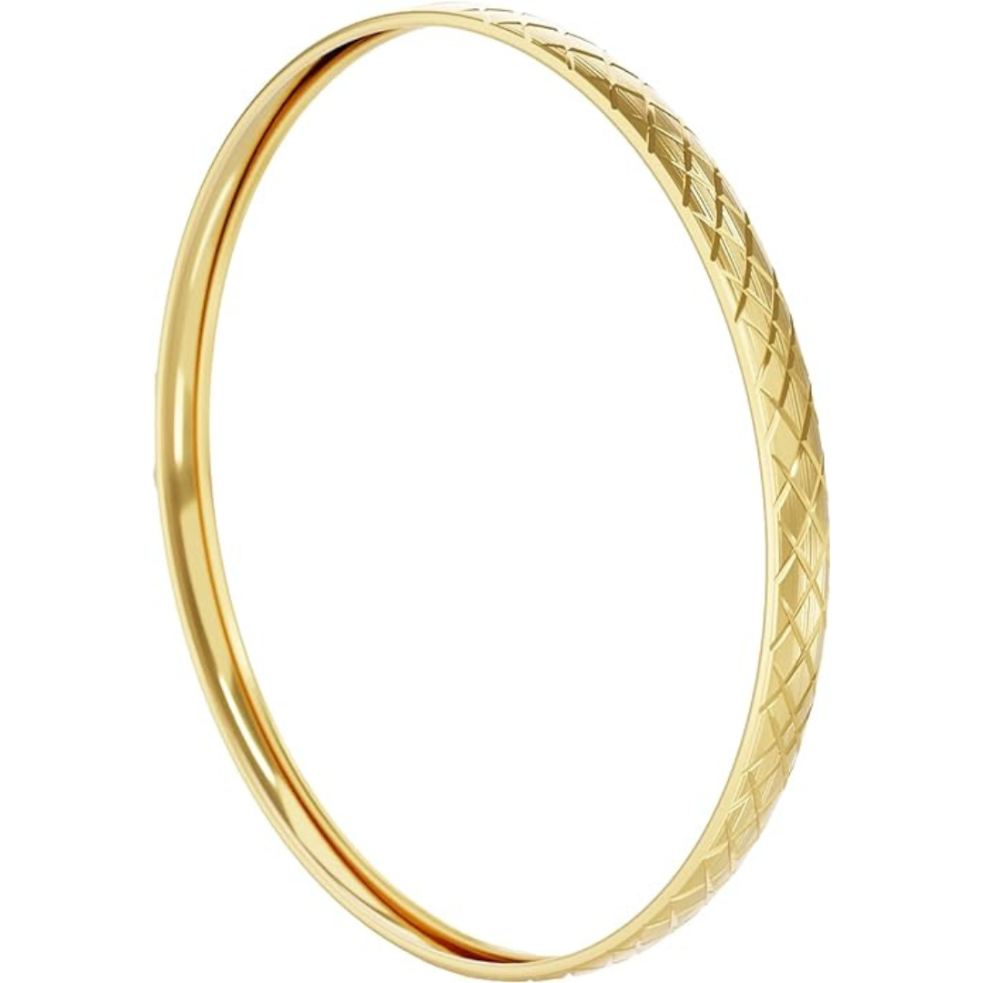 Kelly Rose Real 10K Gold Flexible Stacking Bangle - Criss Cross Yellow Gold