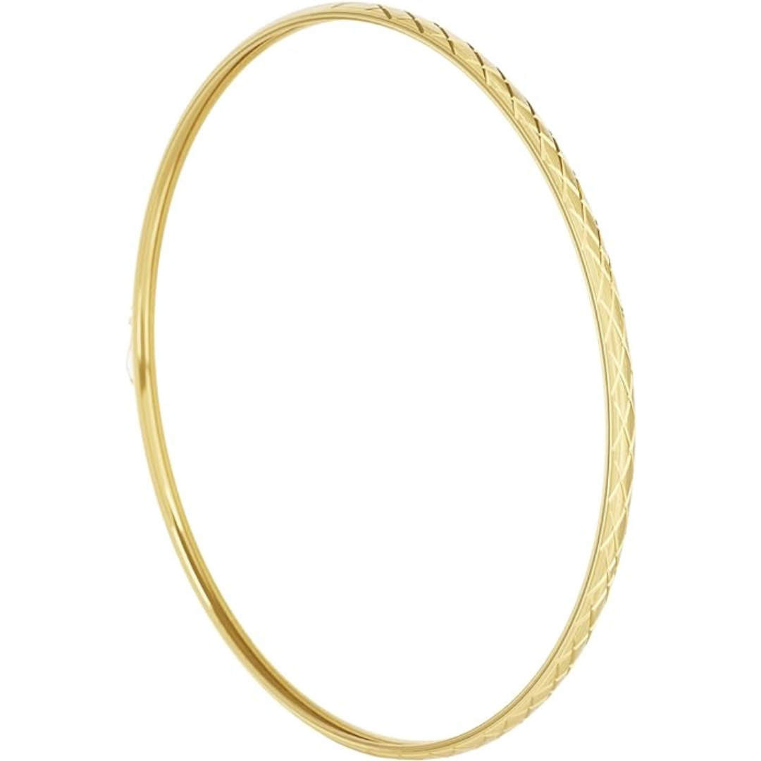 Kelly Rose Real 10K Gold Flexible Stacking Bangle - Criss Cross Yellow Gold