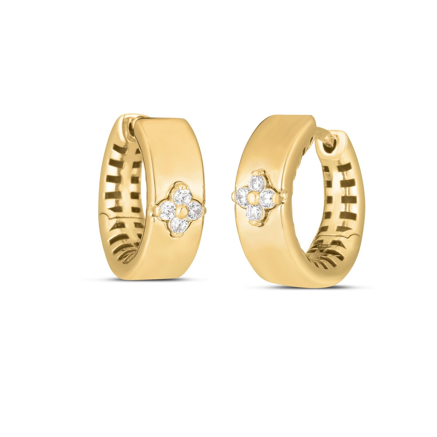 14k Yellow Gold Trilogy Diamond Clover Earrings
