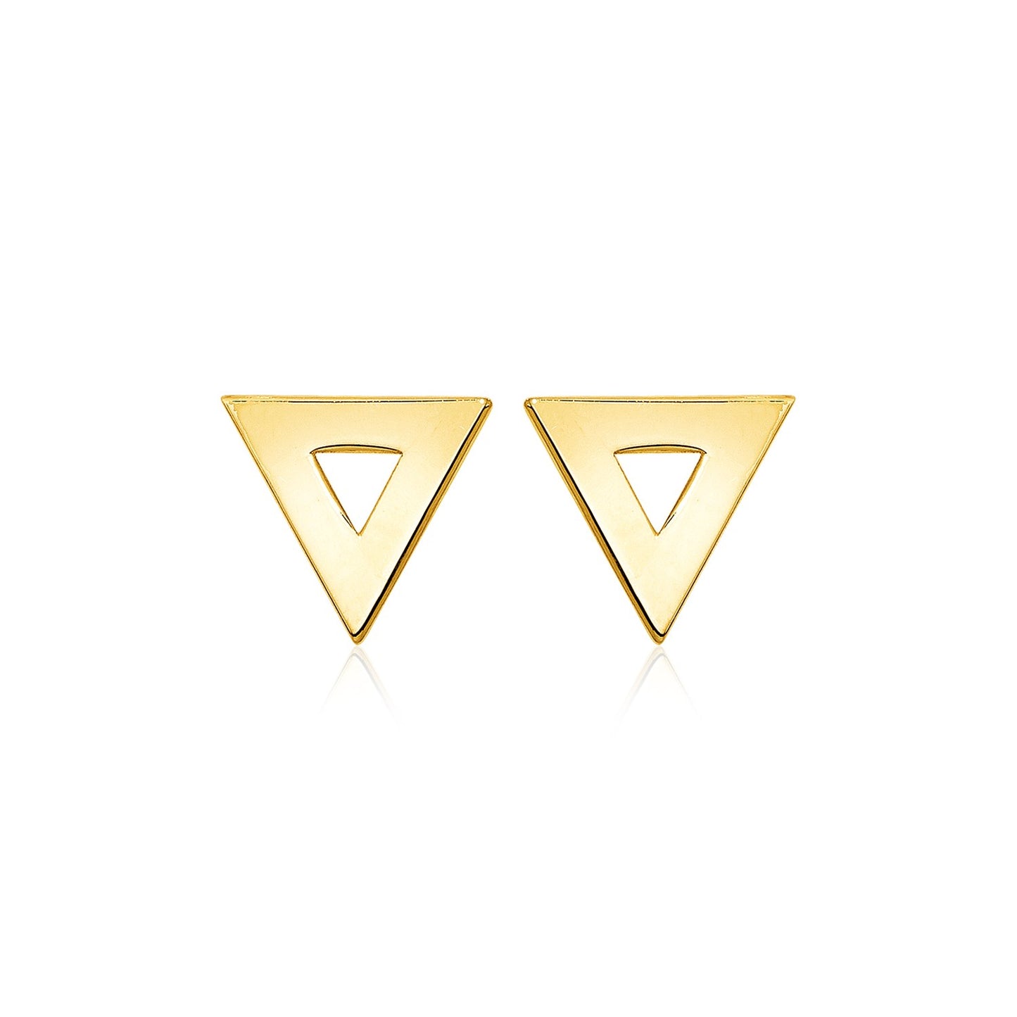14k Yellow Gold Polished Open Triangle Post Earrings
