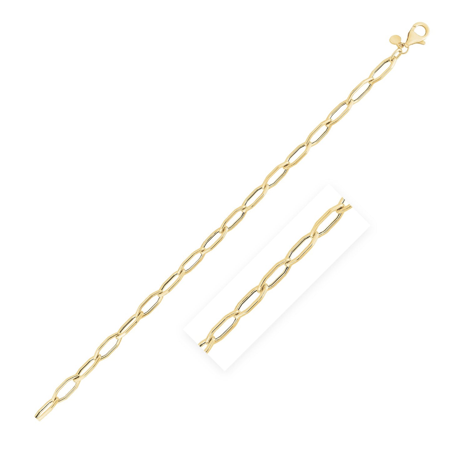 14k Yellow Gold High Polish Hexagon Link Bracelet (5.0mm)
