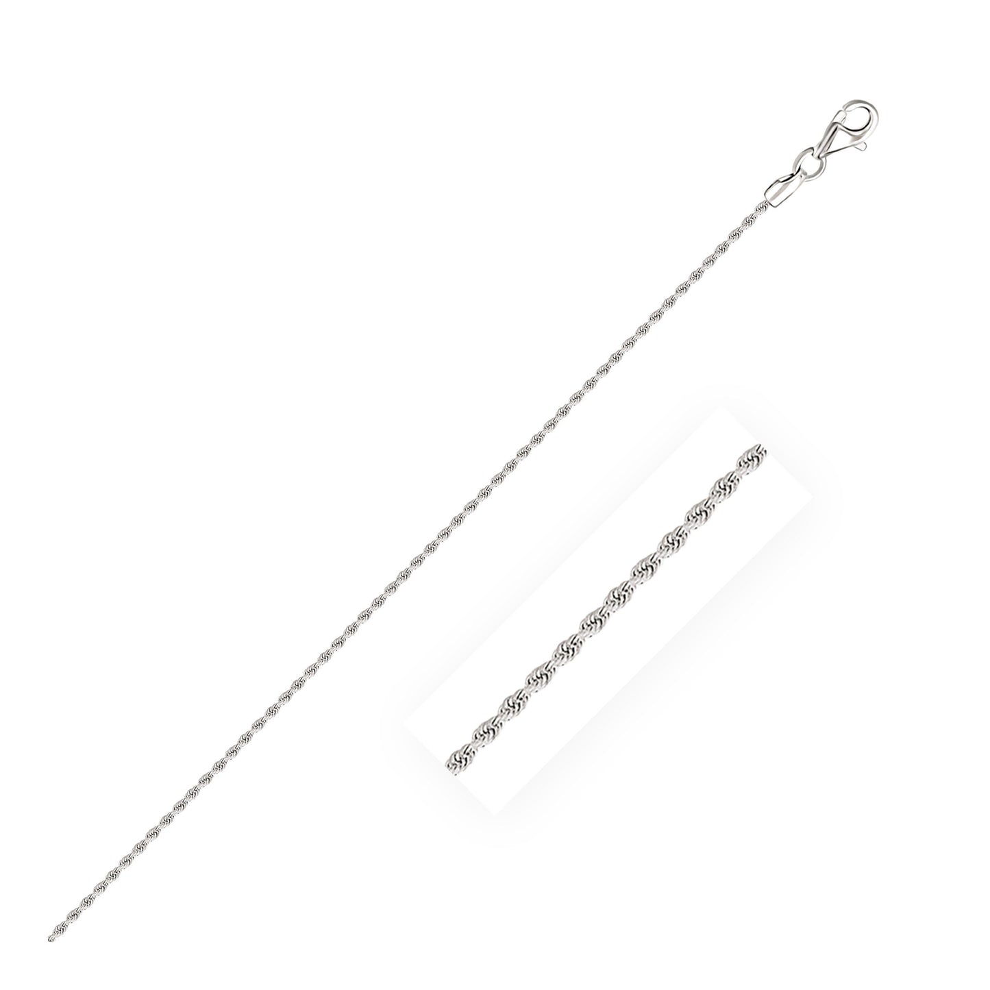 10k White Gold Solid Diamond Cut Rope Bracelet 1.5mm