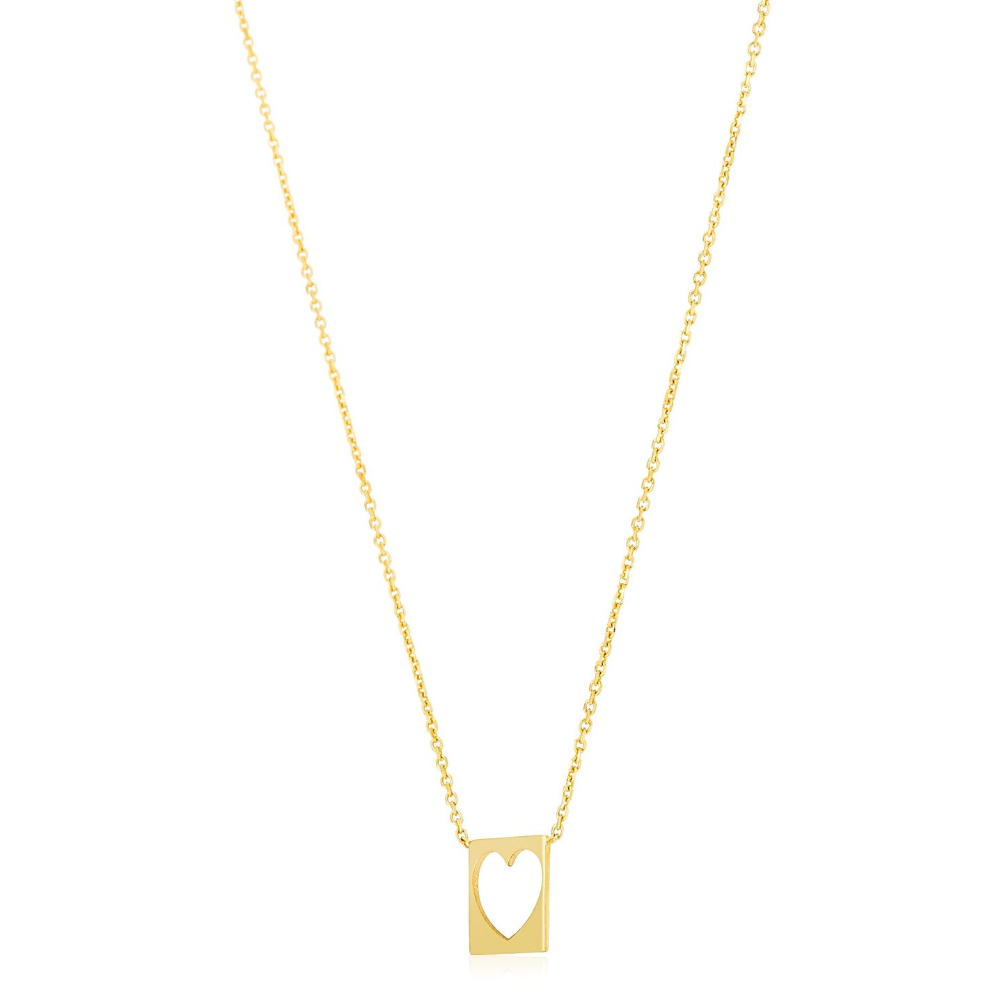 14k Yellow Gold High Polish Cutout Heart Necklace