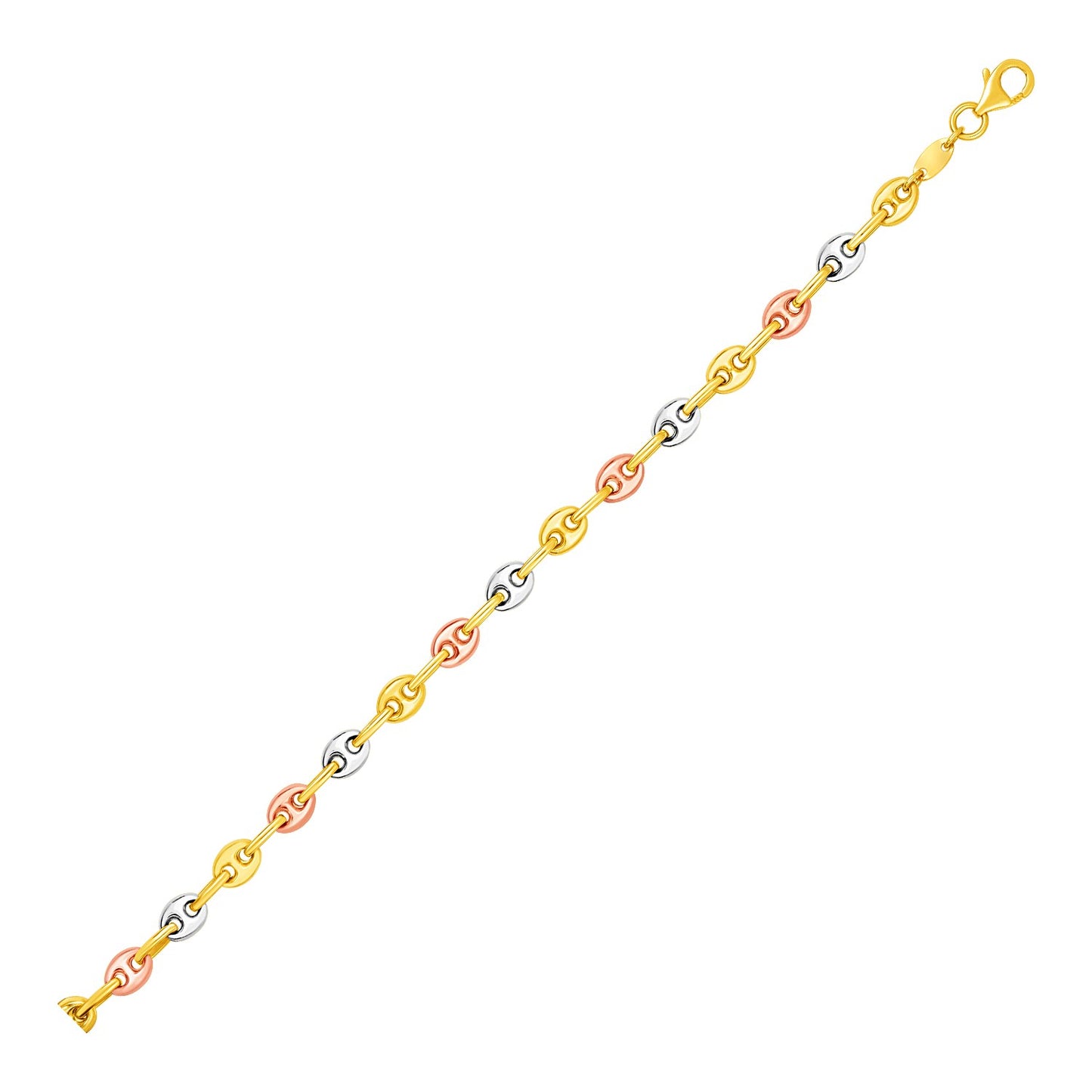 14k Tri Color Gold Mariner Link Bracelet