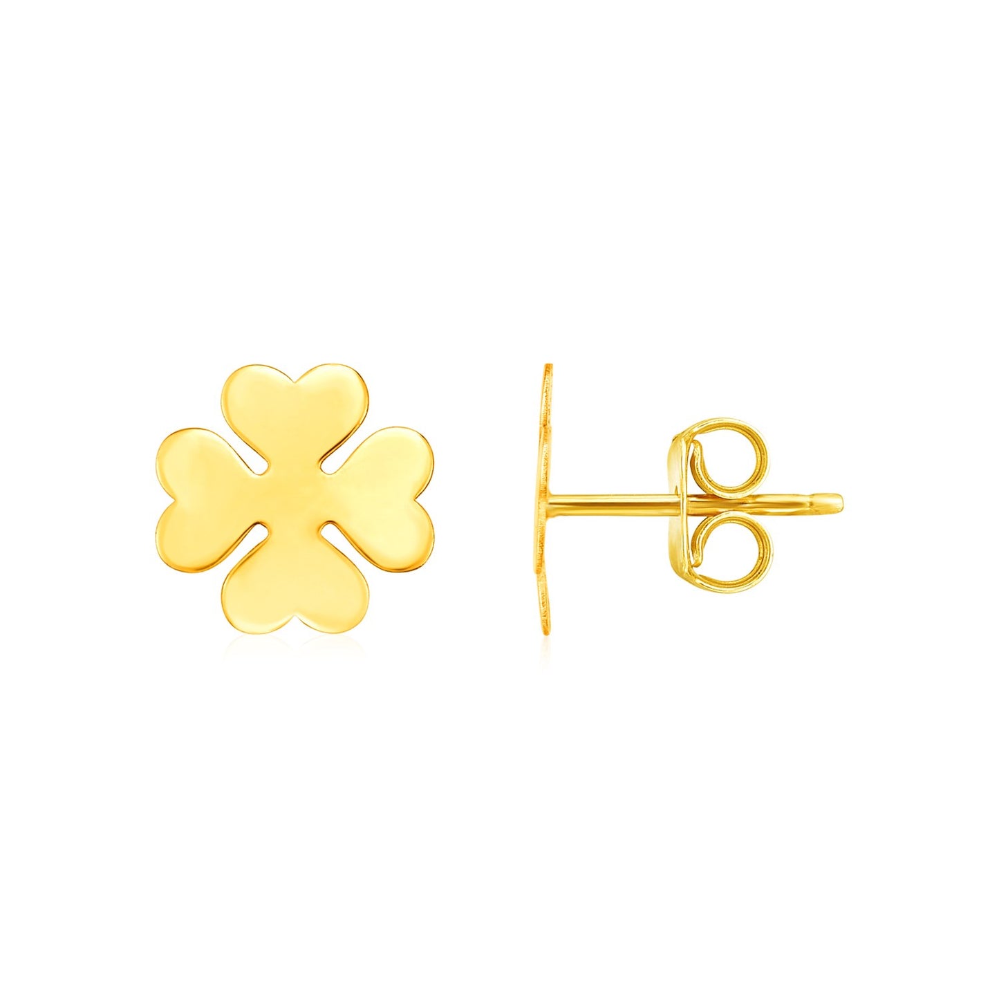 14K Yellow Gold Four Leaf Clover Earrings