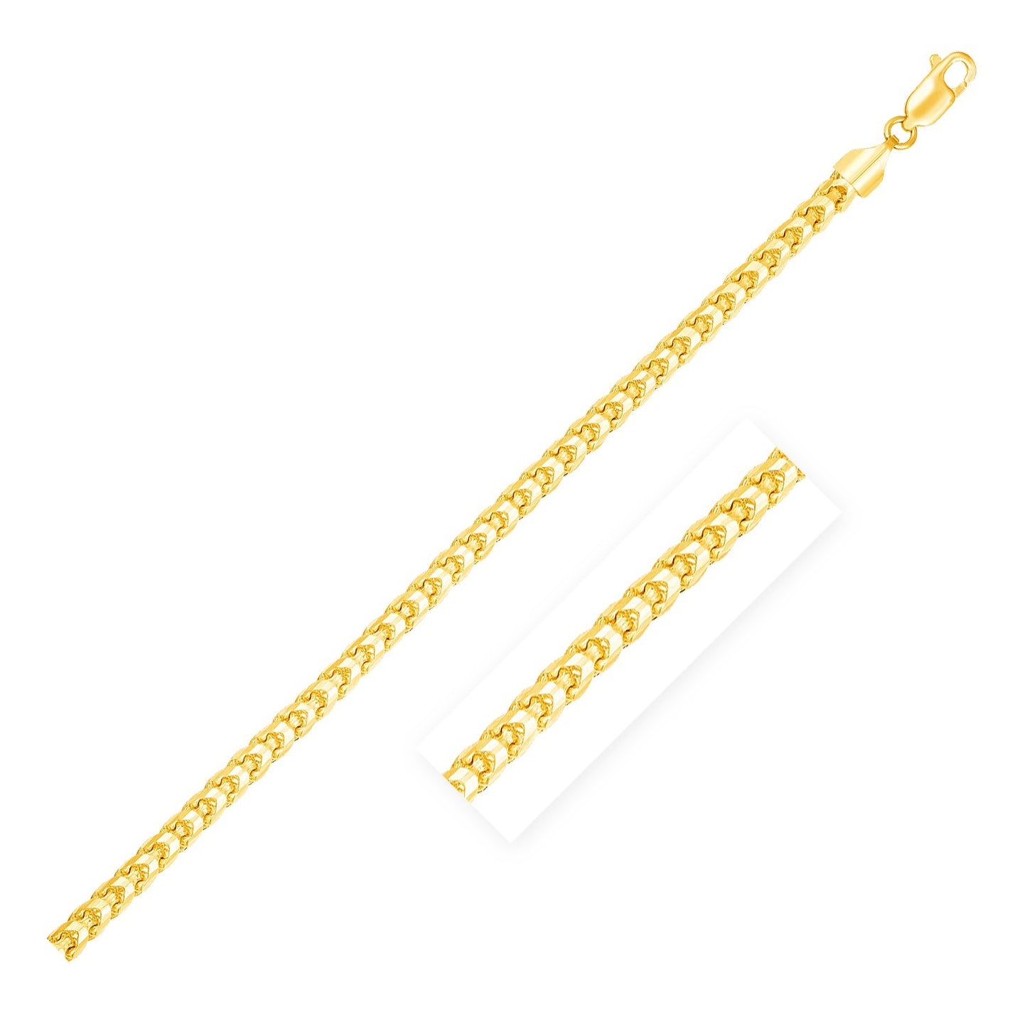 2.7mm 14k Yellow Gold Solid Diamond Cut Round Franco Bracelet