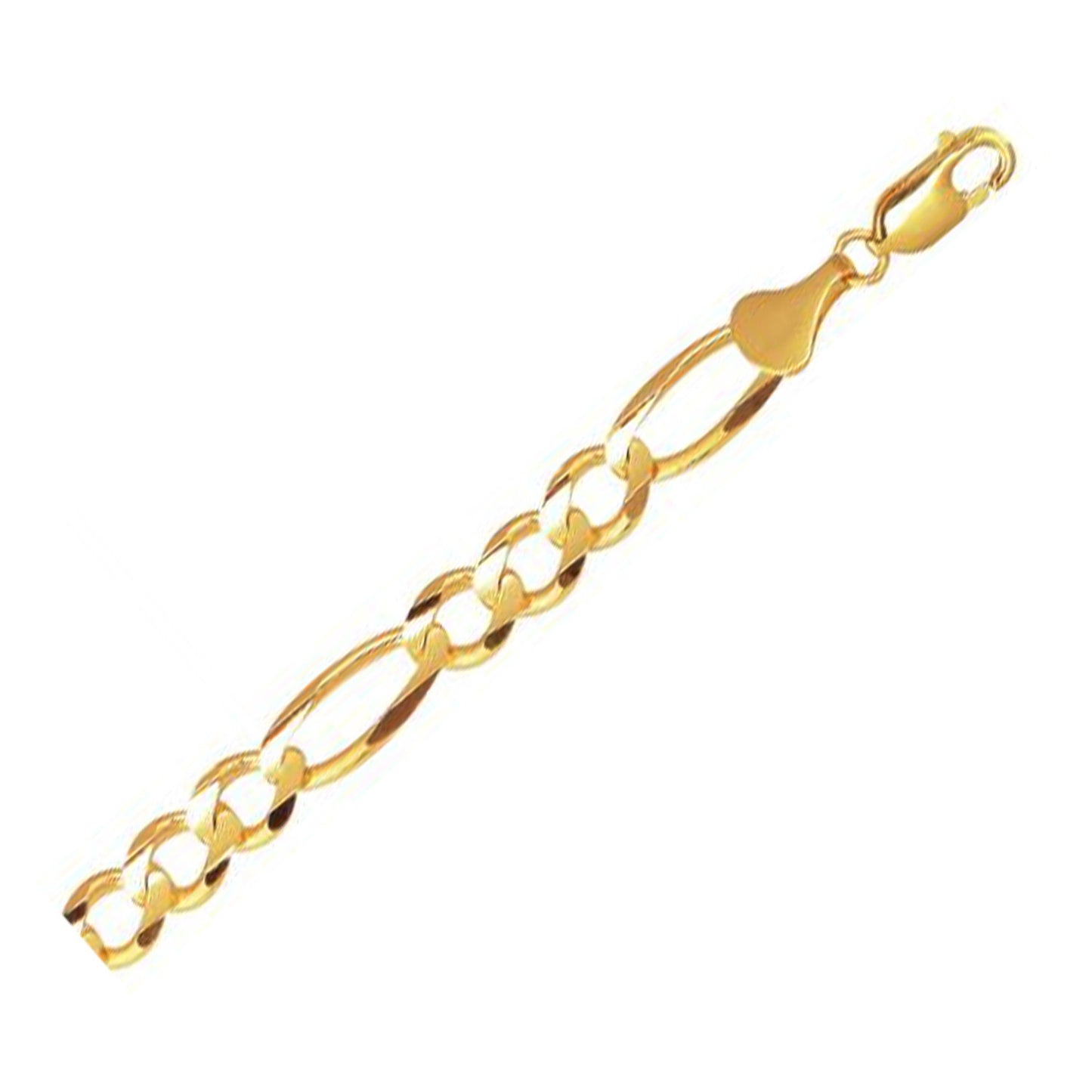 8.0mm 10k Yellow Gold Solid Figaro Bracelet