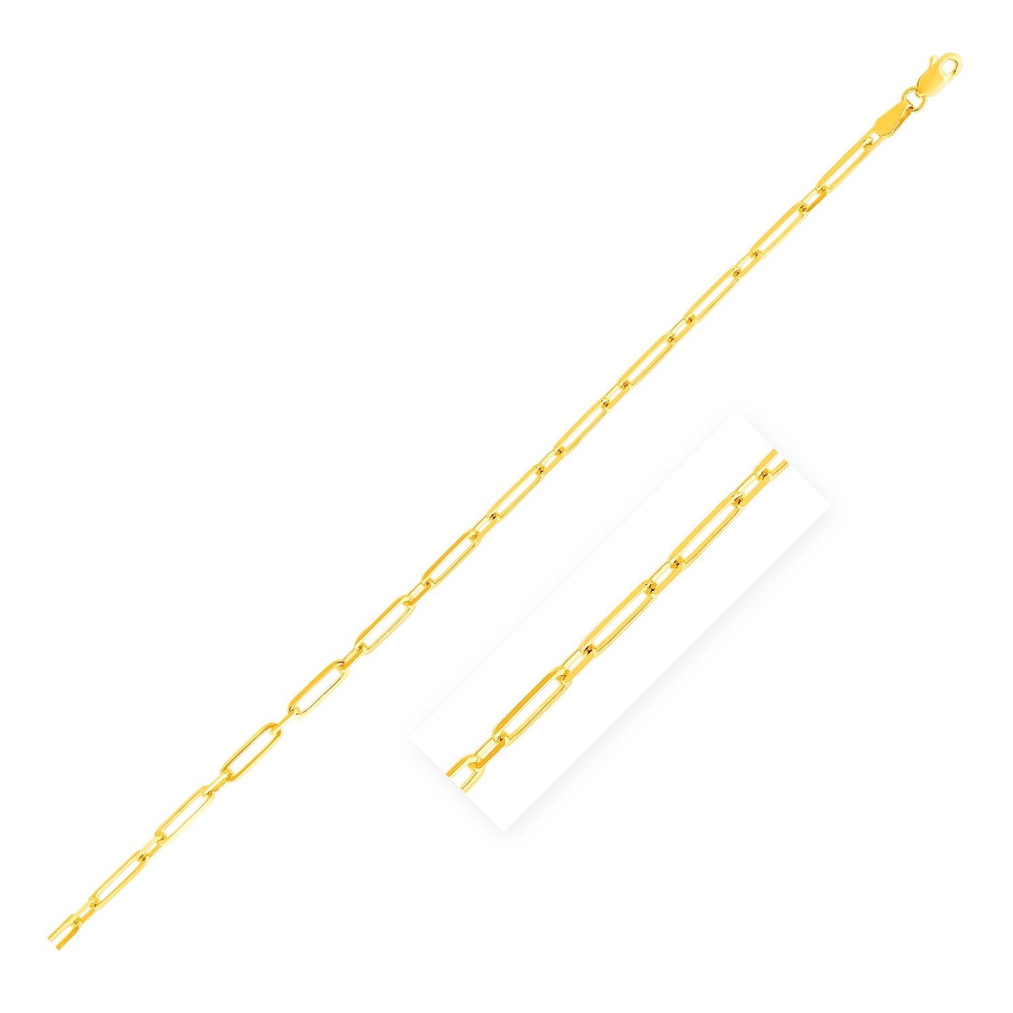 14k Yellow Gold Alternating Paperclip Anklet (2.8mm)