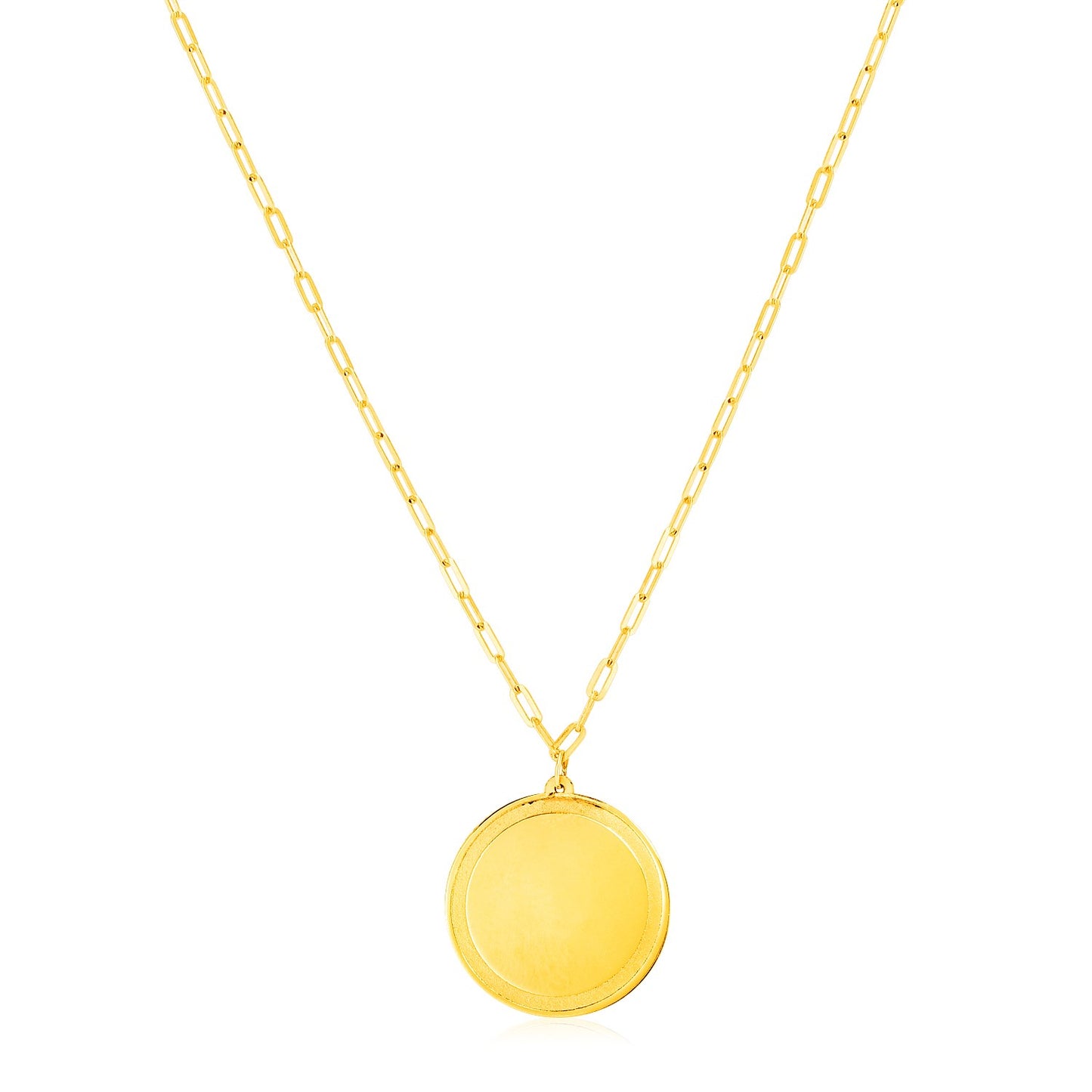 14K Yellow Gold Round Tag Necklace