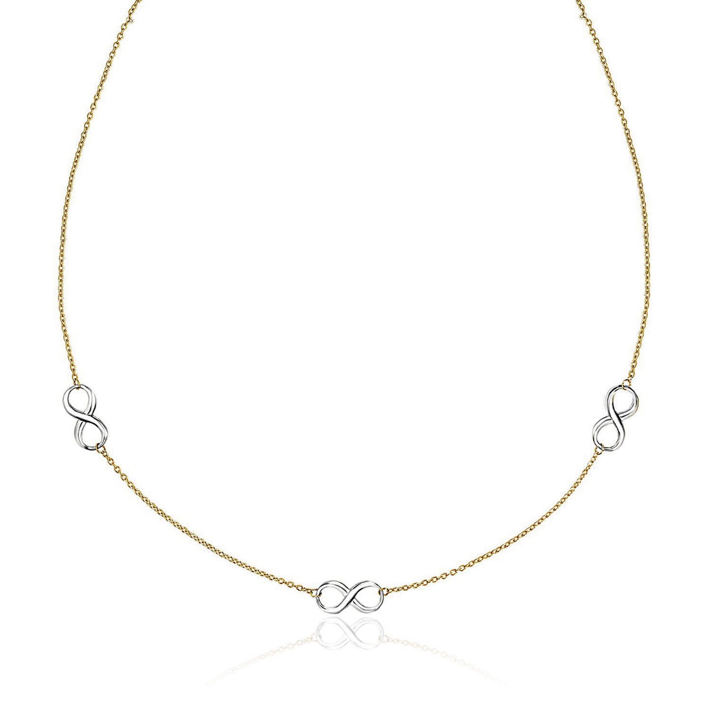 14k Two-Tone Gold Chain Necklace with Polished Infinity Stations