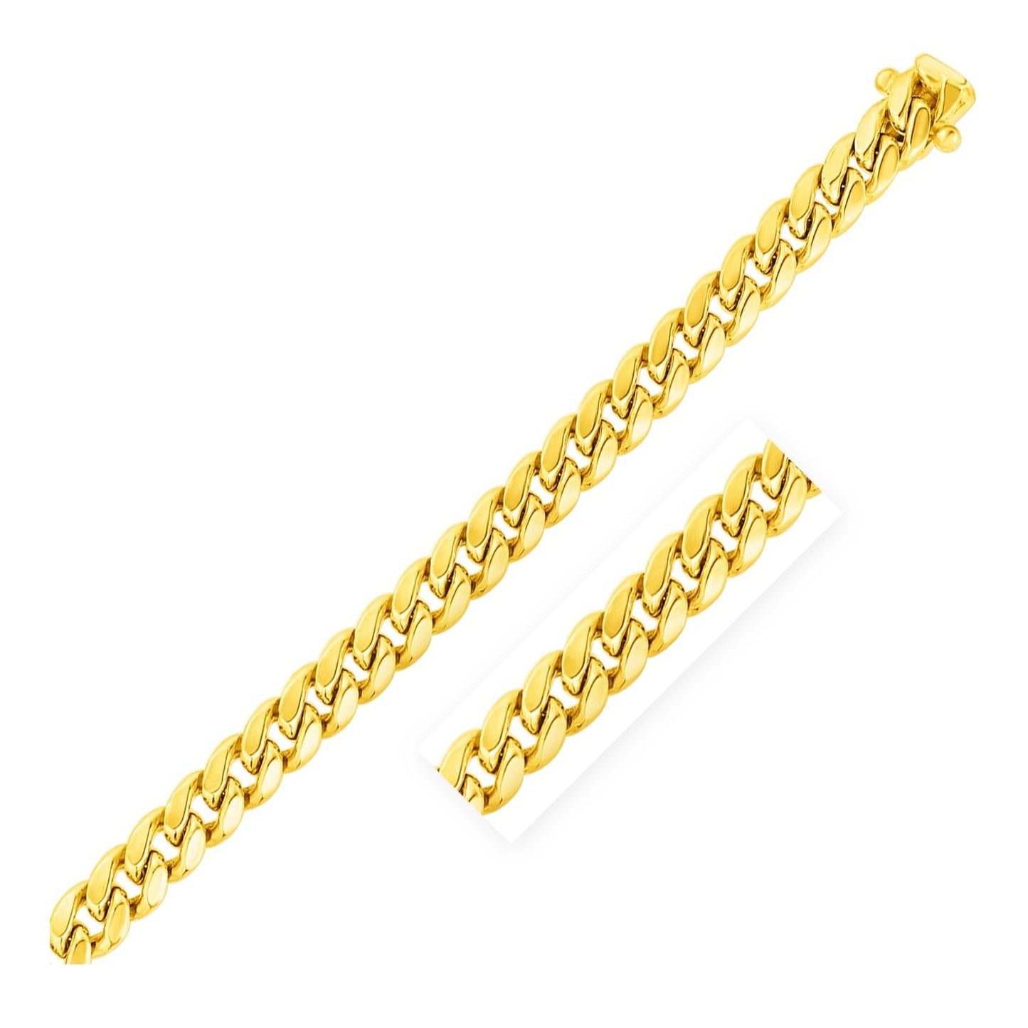 9.1mm 10k Yellow Gold Semi Solid Miami Cuban Bracelet