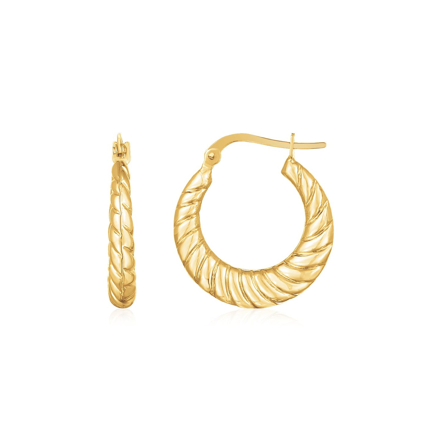 14K Yellow Gold Polished Twisted Cable Graduated Hoops