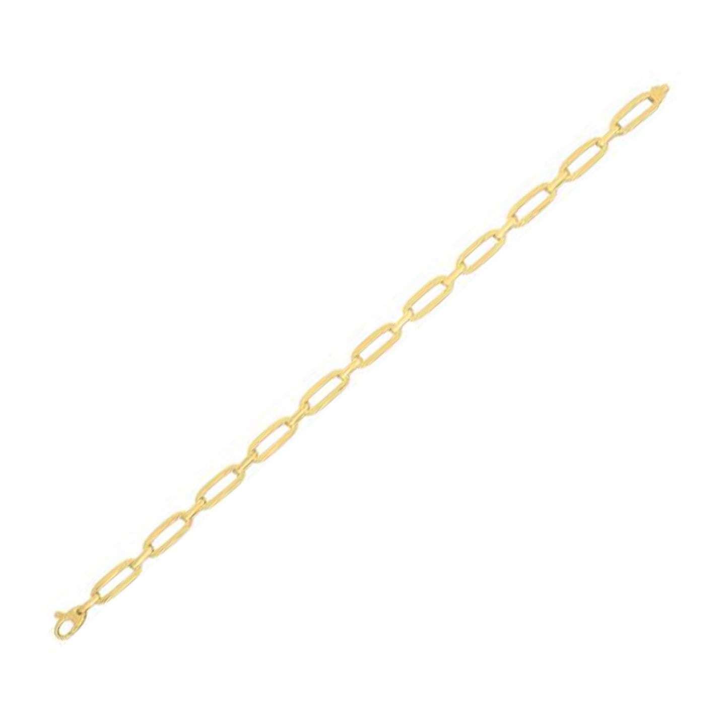 14k Yellow Gold 7 1/4 inch Bombay Paperclip Chain Bracelet