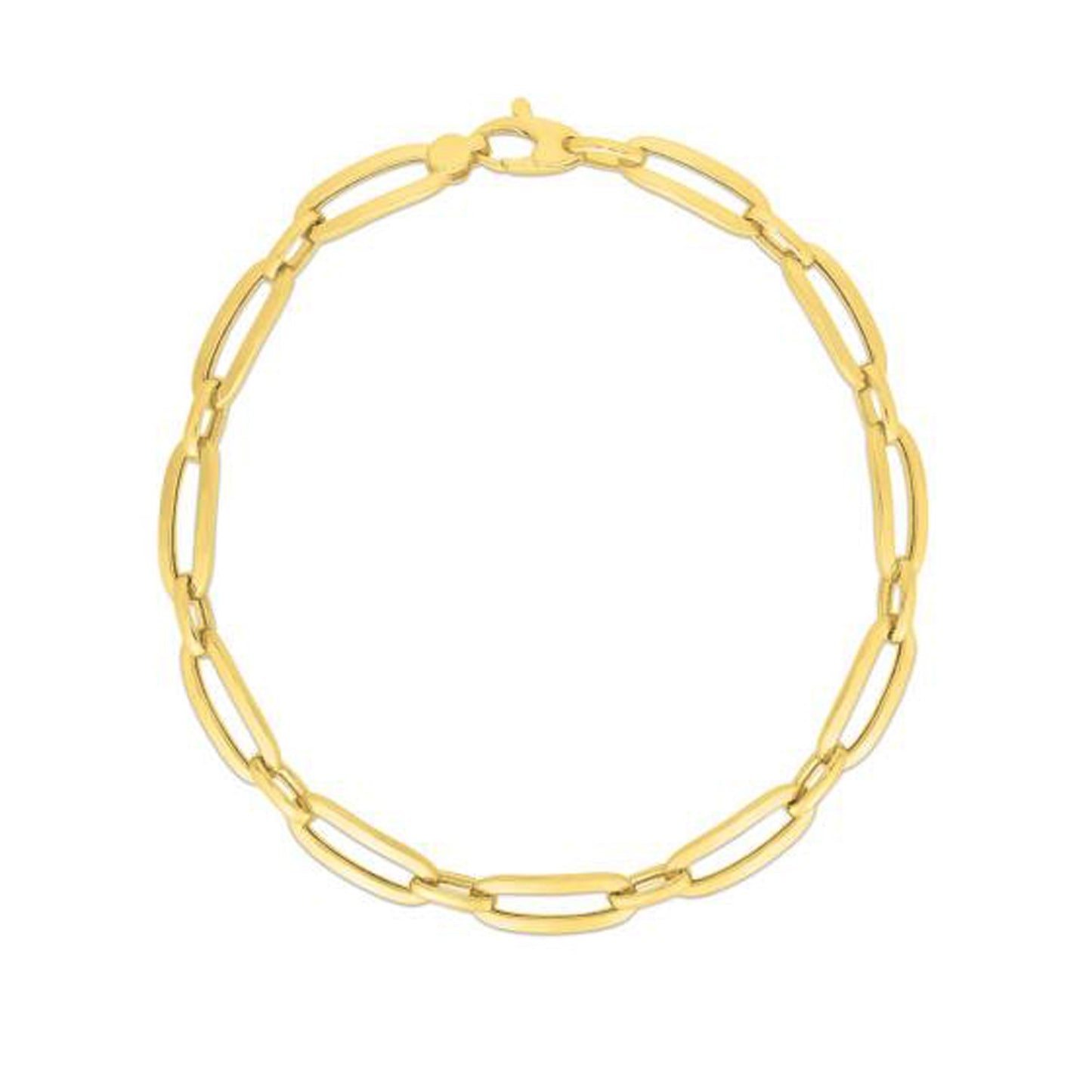 14k Yellow Gold 7 1/4 inch Bombay Paperclip Chain Bracelet