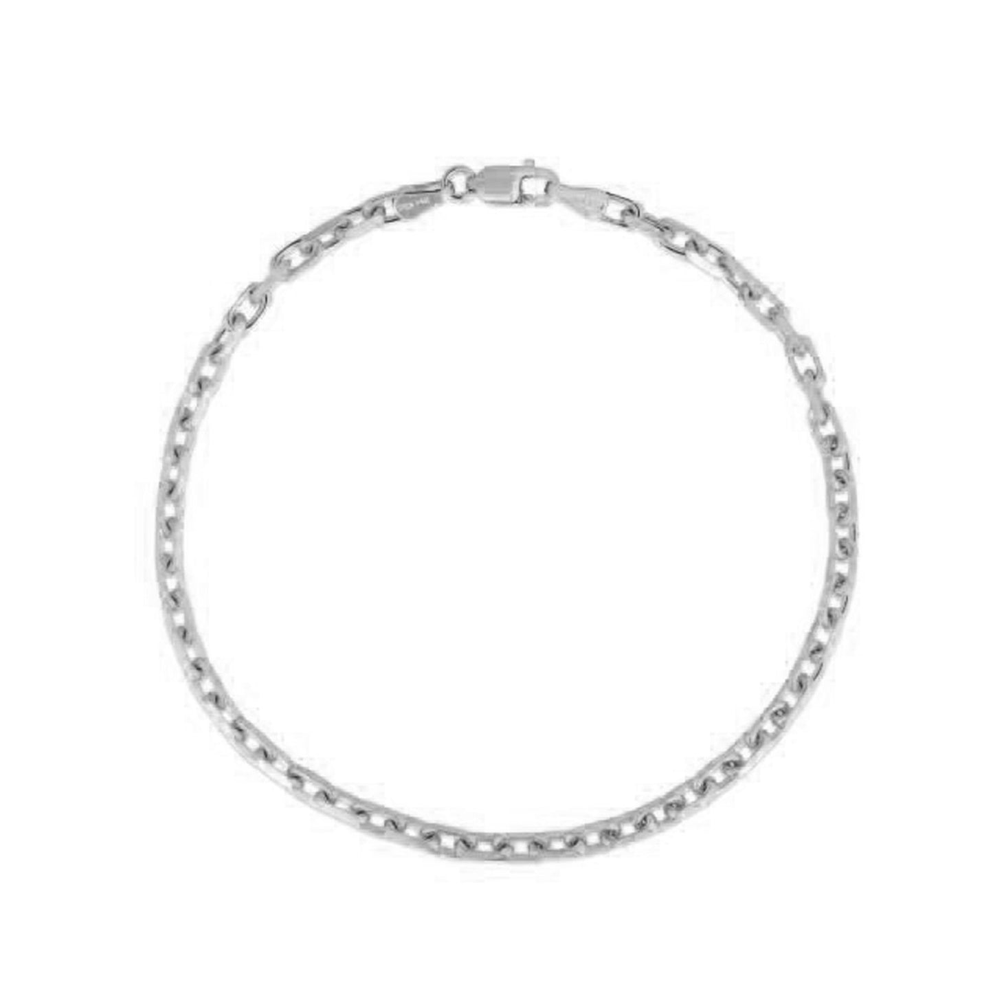 2.5mm 14k White Gold French Cable Chain Bracelet