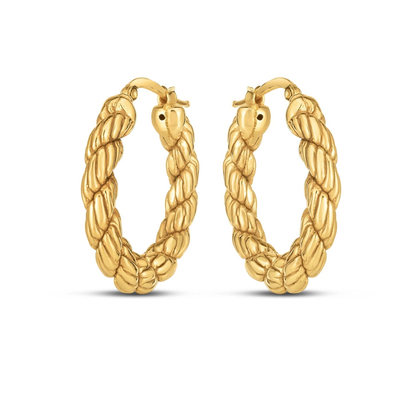 14k Yellow Gold Rope Hoop Earrings