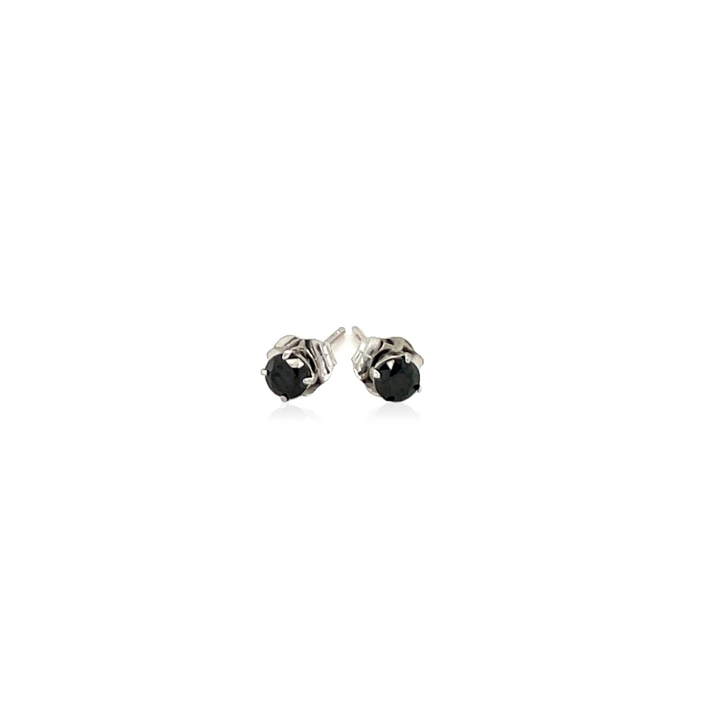 14k White Gold Black 3mm Faceted Cubic Zirconia Stud Earrings