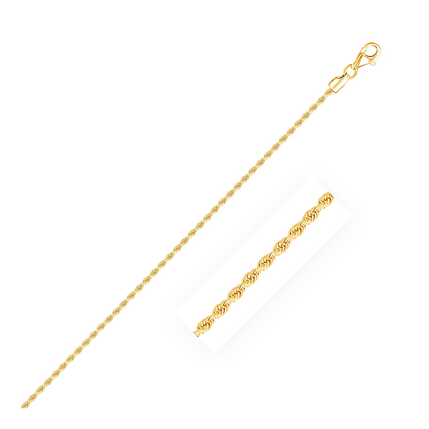 2.0mm 10k Yellow Gold Diamond Cut Rope Anklet