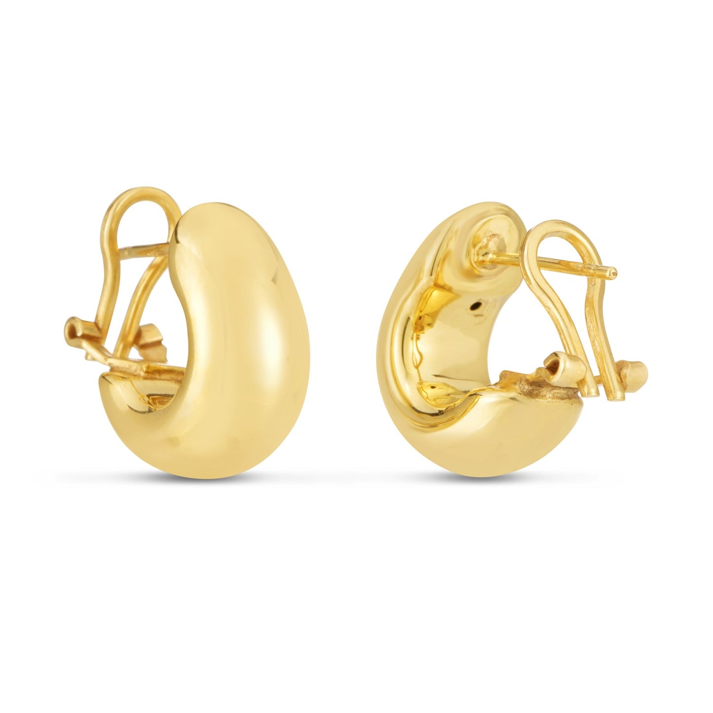14k Yellow Gold Small Omega C Hoops