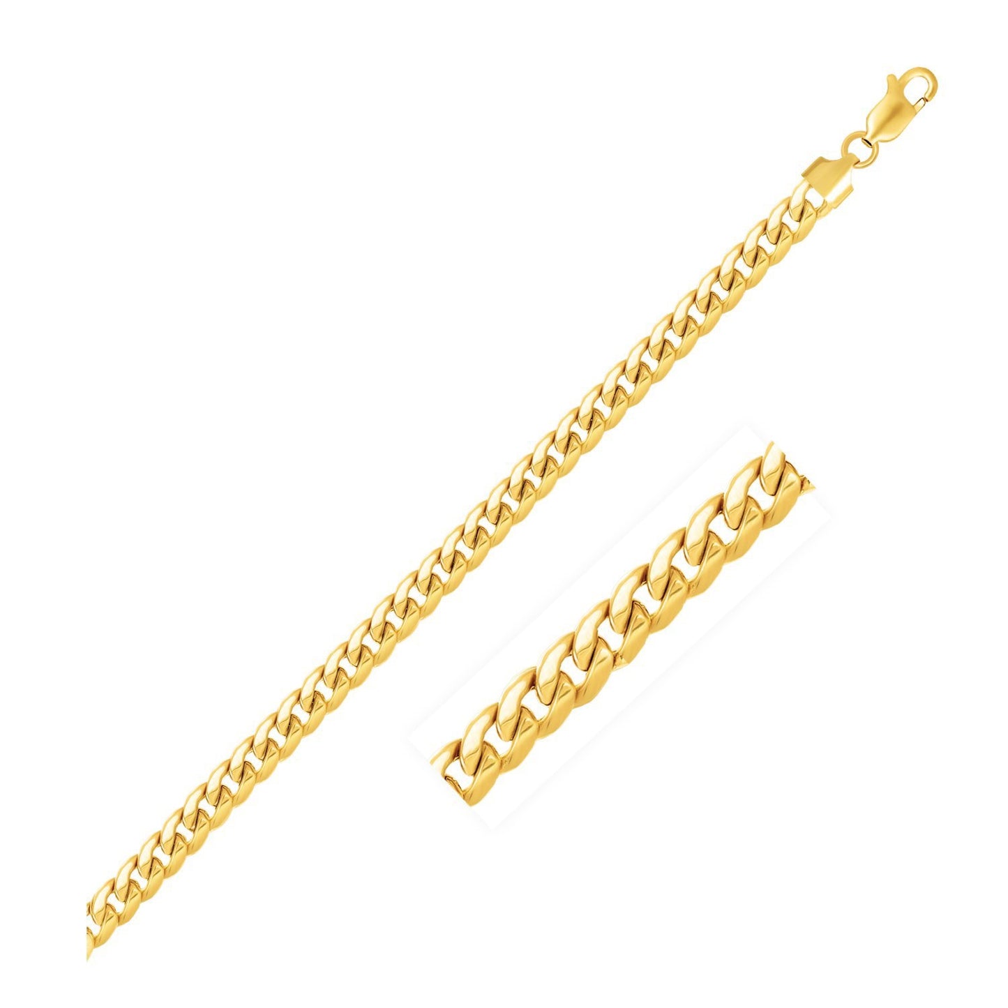 4.5mm 14k Yellow Gold Miami Cuban Semi Solid Bracelet