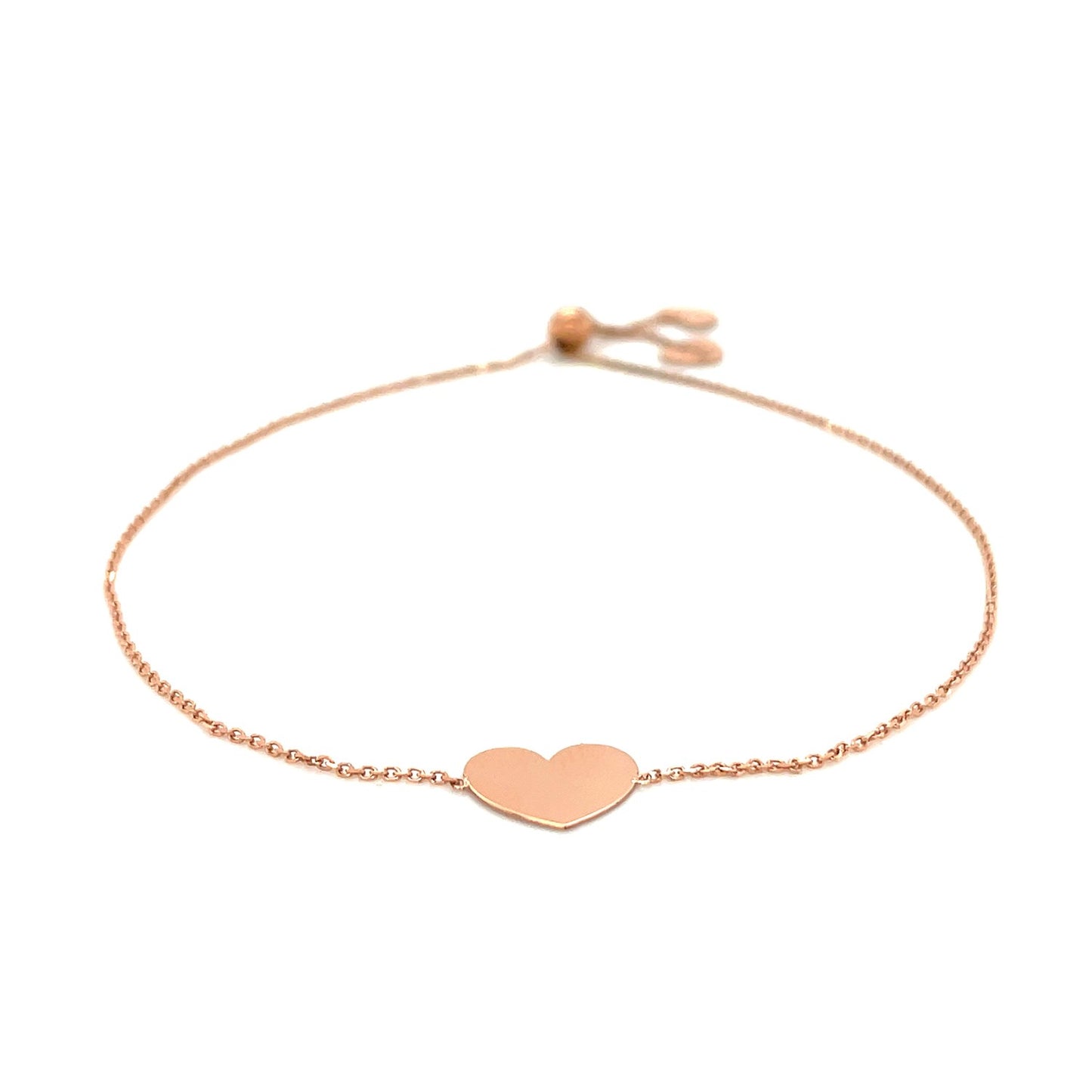 14k Rose Gold Adjustable Heart Bracelet