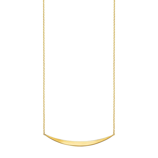 14k Yellow Gold Necklace with Polished Curved Bar Pendant