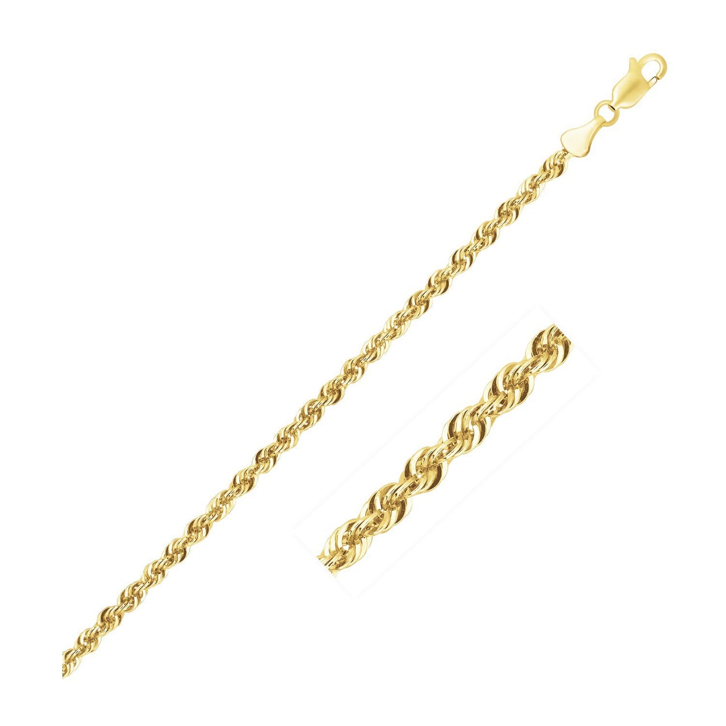 Lite Rope Chain Bracelet in 10k Yellow Gold (2.5 mm)